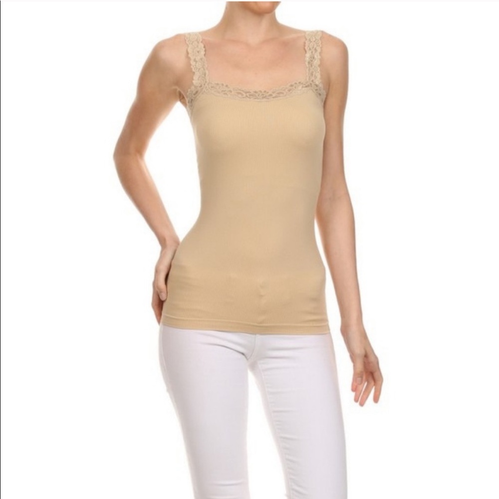 💥Lace Trim Ribbed Camisole